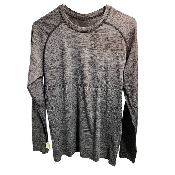 Lululemon Heathered Gray Long-Sleeve Performance Shirt With Raglan Sleeves & Cre - Picture 1 of 8
